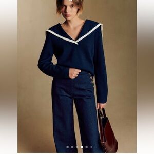 Sezane Marino Trousers- Denim Size Size 16